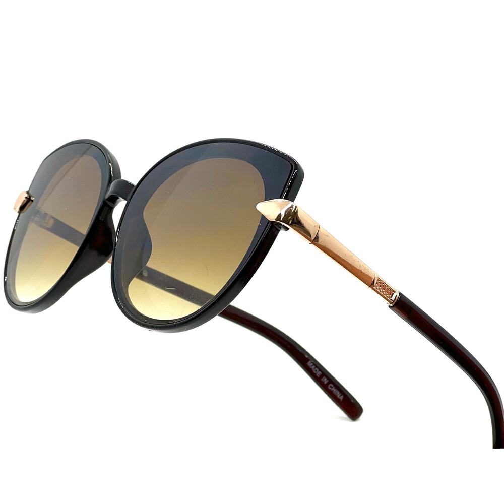 Womens Cat‎ Eye Sunglasses Designer Fashion Shades Bronze Brown Lens Oversized